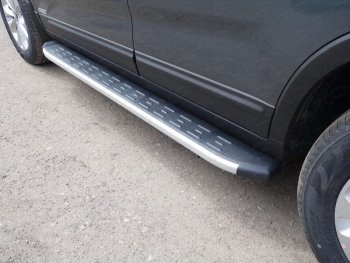 Пороги алюминиевые с пластиковой накладкой ТСС Тюнинг KIA Sorento ( XM,  UM/Prime) (2012-2020) рестайлинг, дорестайлинг (серые)