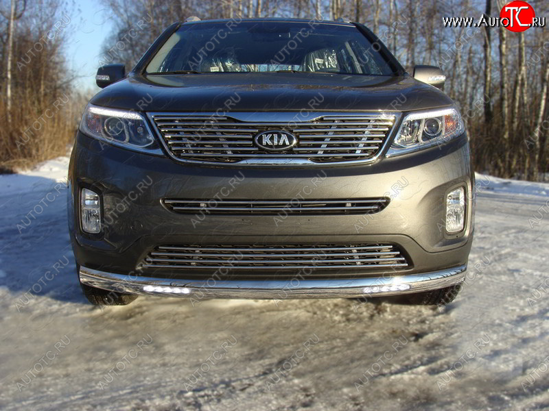 40 999 р. Защита переднего бампера овальная с ДХО 75х42 мм ТСС тюнинг  KIA Sorento ( XM,  UM/Prime) (2012-2020) рестайлинг, дорестайлинг (нержавейка)  с доставкой в г. Керчь