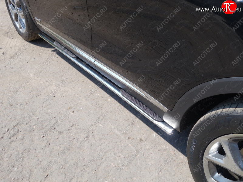 31 399 р. Пороги овальные с накладкой 75х42 мм ТСС Тюнинг  KIA Sorento  UM/Prime (2014-2018) дорестайлинг (серые)  с доставкой в г. Керчь