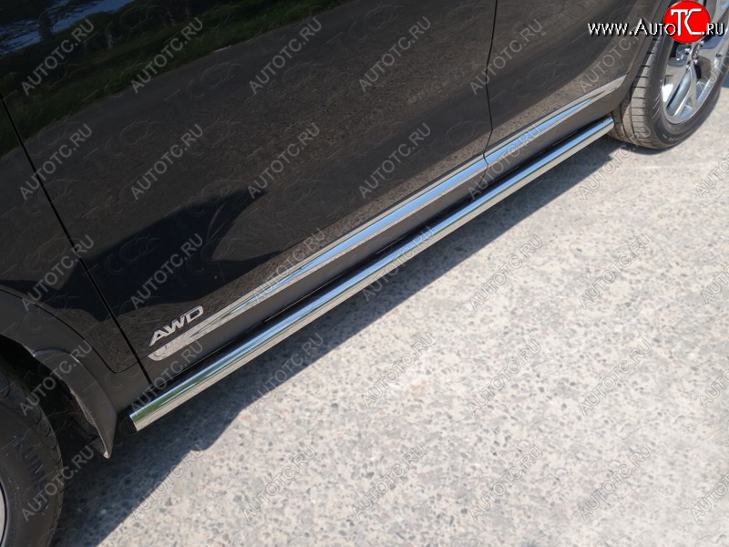 21 599 р. Защита порогов труба d60,3 мм ТСС Тюнинг  KIA Sorento  UM/Prime (2014-2018) дорестайлинг (серые)  с доставкой в г. Керчь