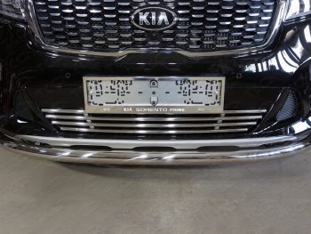 Нижняя декоративная вставка в бампер ТСС Тюнинг KIA Sorento UM/Prime рестайлинг (2018-2020) (d 16 мм)