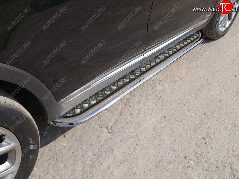 37 649 р. Пороги с площадкой 75х42 мм Prime ТСС Тюнинг  KIA Sorento  UM/Prime (2018-2020) рестайлинг (серые)  с доставкой в г. Керчь