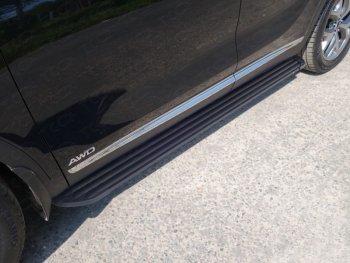 Пороги алюминиевые Slim Line ТСС Тюнинг KIA Sorento  UM/Prime (2018-2020) рестайлинг (Black)