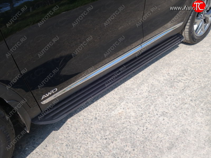 21 999 р. Пороги алюминиевые Slim Line ТСС Тюнинг  KIA Sorento  UM/Prime (2018-2020) рестайлинг (Black)  с доставкой в г. Керчь