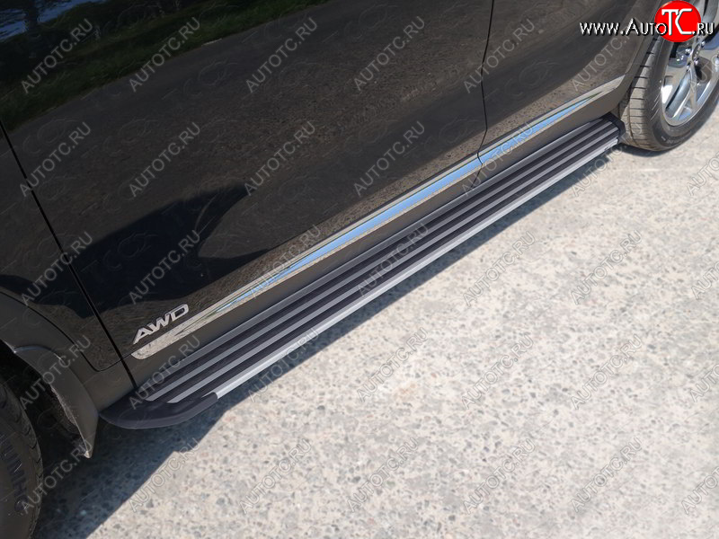 20 599 р. Пороги алюминиевые Slim Line ТСС Тюнинг KIA Sorento UM/Prime рестайлинг (2018-2020) (Silver)  с доставкой в г. Керчь