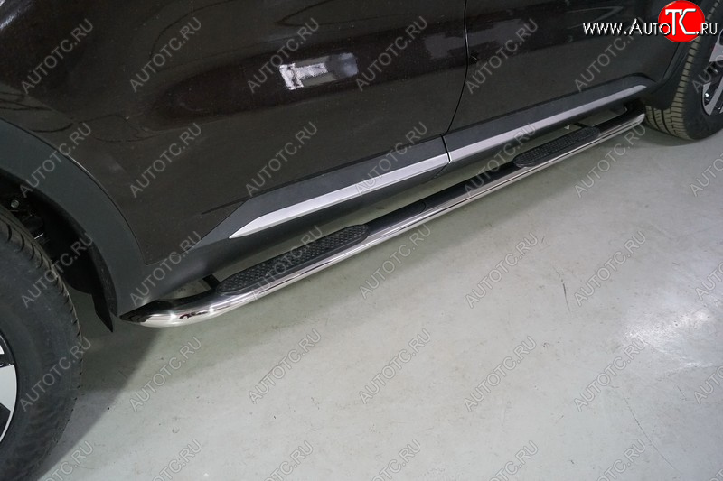 34 749 р. Пороги овальные гнутые с накладкой 75х42 мм  KIA Sorento  MQ4 (2020-2022) (серые)  с доставкой в г. Керчь