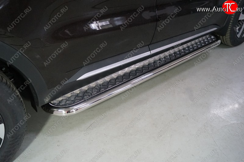 34 799 р. Пороги с площадкой 60,3 мм ТСС Тюнинг KIA Sorento MQ4 (2020-2022) (серые)  с доставкой в г. Керчь