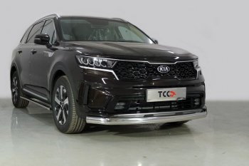 Защита переднего бампера нижняя овальная 75х42 мм ТСС Тюнинг KIA Sorento MQ4 (2020-2022) (нержавейка)