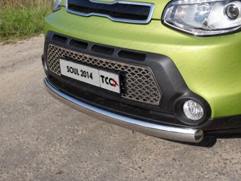Защита переднего бампера нижняя овальная 75х42 мм ТСС Тюнинг KIA Soul PS дорестайлинг (2014-2016) (нержавейка)