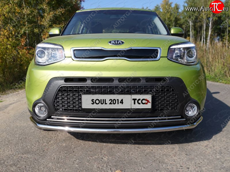 2 199 р. Нижняя декоративная вставка в бампер ТСС Тюнинг KIA Soul PS дорестайлинг (2014-2016) (d 16 мм)  с доставкой в г. Керчь