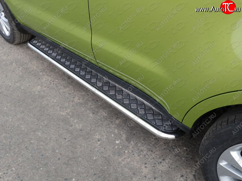 22 999 р. Пороги с площадкой 42,4 мм ТСС Тюнинг KIA Soul PS дорестайлинг (2014-2016) (серые)  с доставкой в г. Керчь