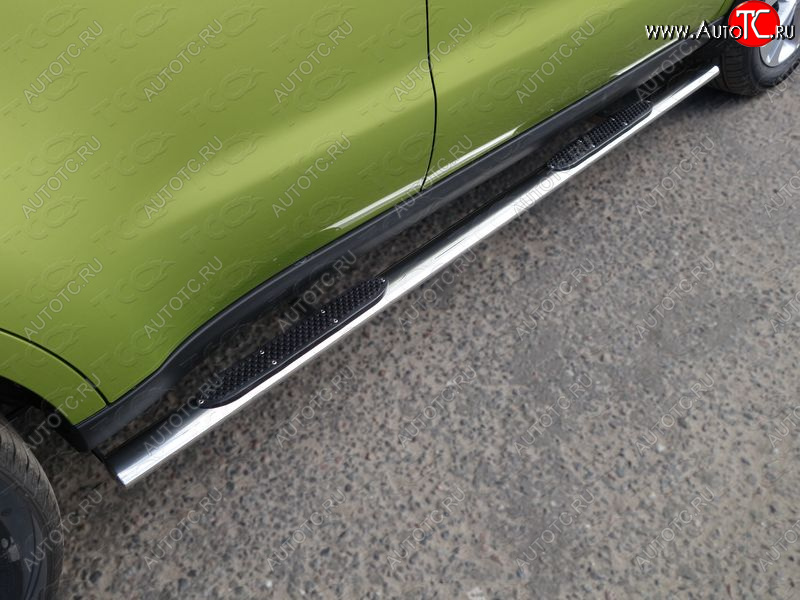 29 749 р. Пороги овальные с накладкой 75х42 мм ТСС Тюнинг  KIA Soul  PS (2014-2016) дорестайлинг (серые)  с доставкой в г. Керчь