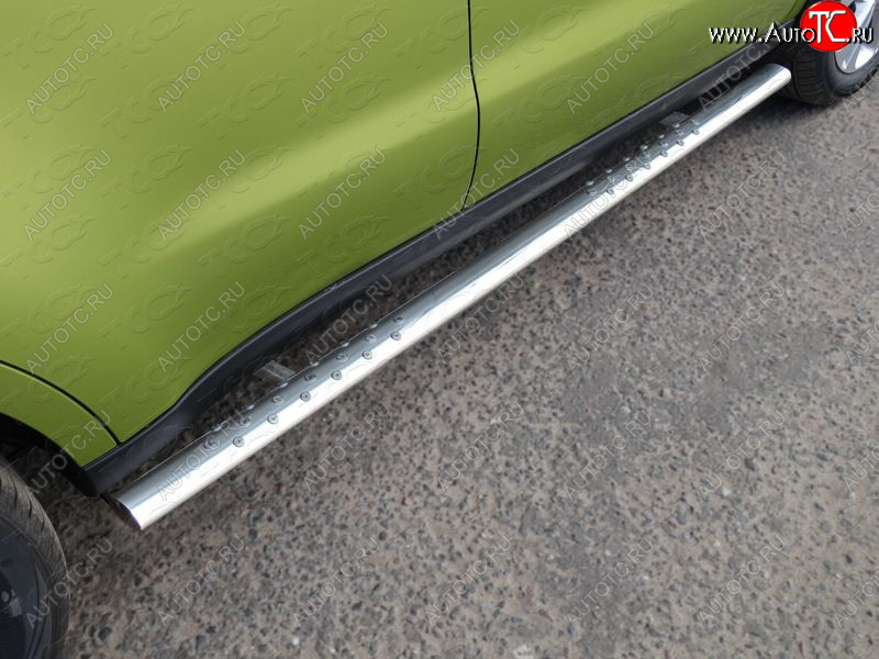 31 399 р. Пороги овальные с проступью 75х42 мм ТСС Тюнинг KIA Soul PS дорестайлинг (2014-2016) (серые)  с доставкой в г. Керчь