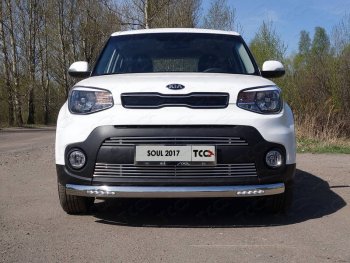 Защита переднего бампера нижняя овальная с ДХО 75х42 мм ТСС Тюнинг KIA Soul PS рестайлинг (2017-2019) (нержавейка)