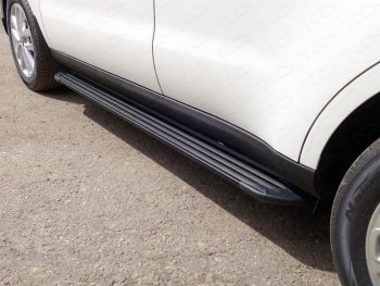 Пороги алюминиевые Slim Line ТСС Тюнинг KIA Soul  PS (2017-2019) рестайлинг (Black)