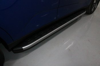 Пороги алюминиевые с пластиковой накладкой ТСС Тюнинг KIA Soul  SK3 (2018-2022) (карбон серебро)