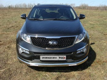 Декоративная вставка переднего бампера ТСС Тюнинг KIA Sportage  3 SL (2014-2016) рестайлинг (d 16 мм)
