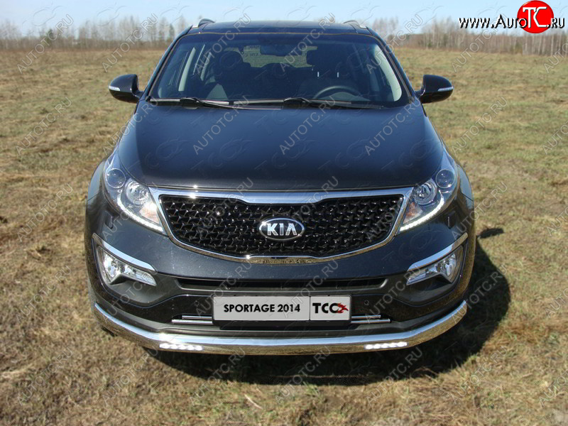 7 349 р. Декоративная вставка переднего бампера ТСС Тюнинг  KIA Sportage  3 SL (2014-2016) рестайлинг (d 16 мм)  с доставкой в г. Керчь