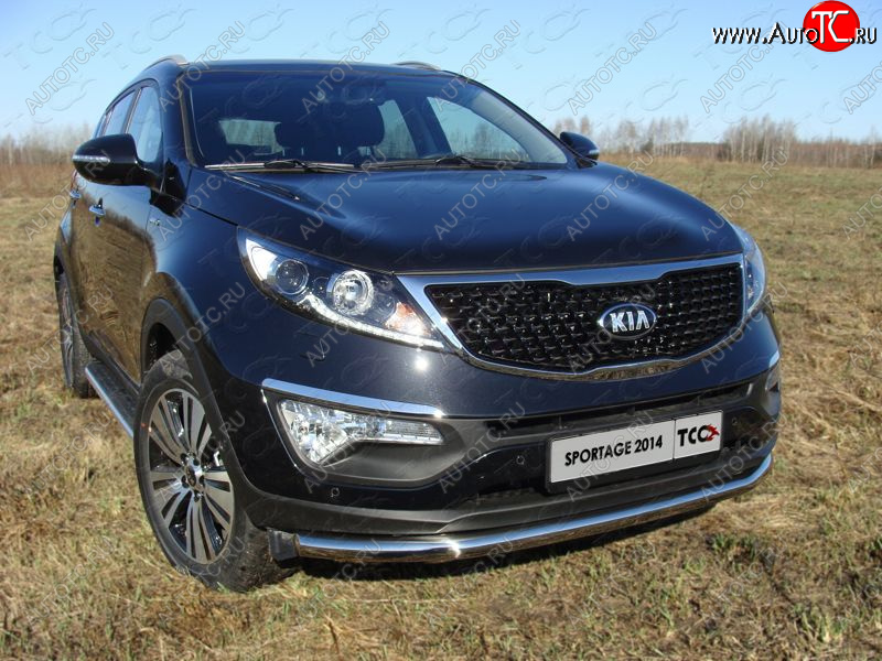 17 649 р. Защита переднего бампера нижняя d60,3 мм ТСС Тюнинг  KIA Sportage  3 SL (2014-2016) рестайлинг (нержавейка)  с доставкой в г. Керчь