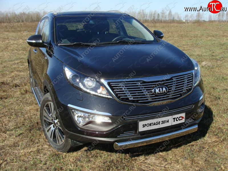 15 899 р. Защита передняя нижняя овальная короткая 75х42 мм ТСС Тюнинг  KIA Sportage  3 SL (2014-2016) рестайлинг (нержавейка)  с доставкой в г. Керчь