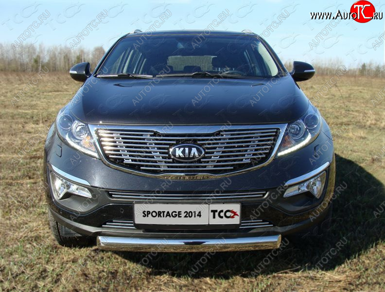 5 849 р. Нижняя декоративная вставка в бампер ТСС Тюнинг  KIA Sportage  3 SL (2014-2016) рестайлинг (d 12 мм)  с доставкой в г. Керчь
