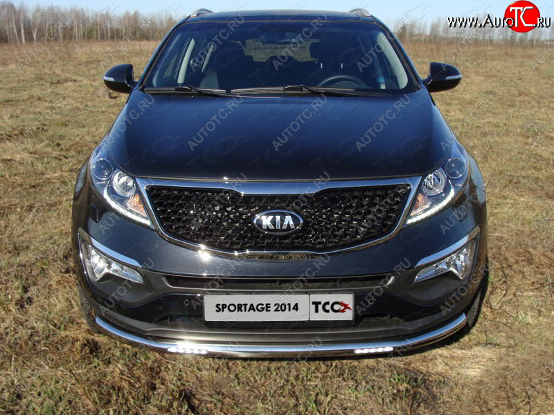 36 299 р. Защита переднего бампера нижняя с ДХО 60,3 мм ТСС Тюнинг  KIA Sportage  3 SL (2014-2016) рестайлинг (нержавейка)  с доставкой в г. Керчь
