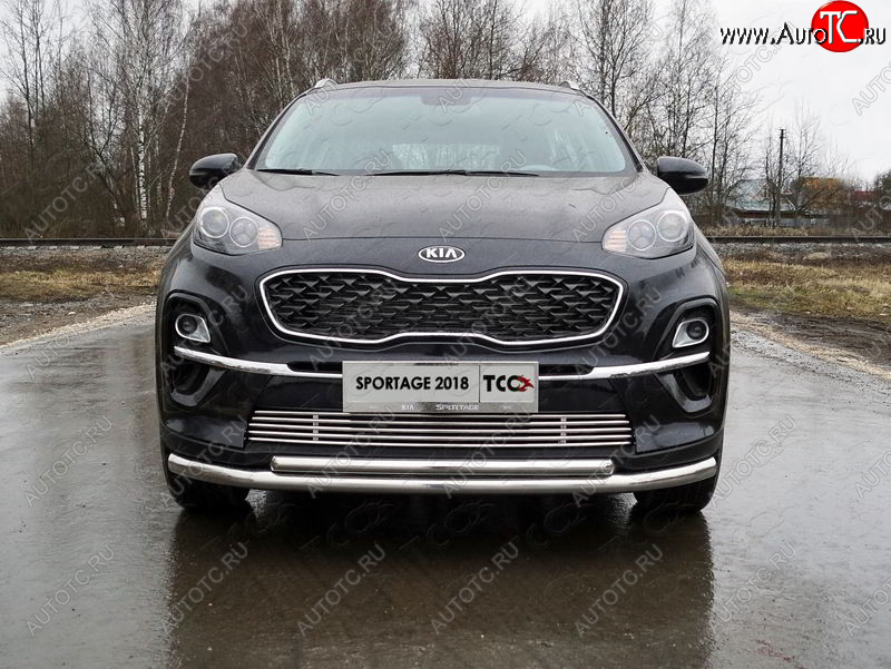 7 349 р. Декоративная вставка переднего бампера ТСС Тюнинг  KIA Sportage  4 QL (2018-2022) рестайлинг (d 12 мм)  с доставкой в г. Керчь