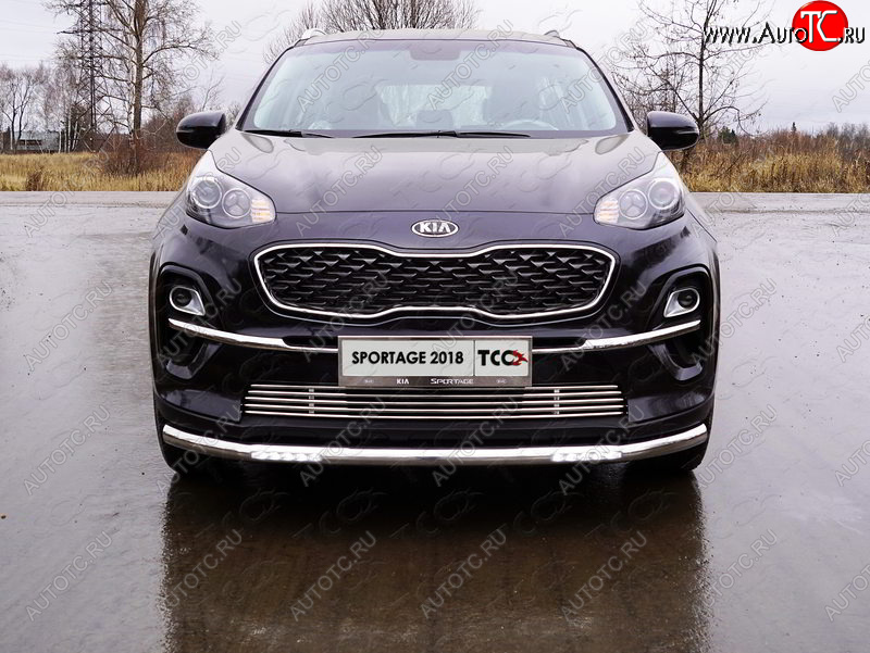 36 299 р. Защита переднего бампера нижняя с ДХО 60,3 мм ТСС Тюнинг  KIA Sportage  4 QL (2018-2022) рестайлинг (нержавейка)  с доставкой в г. Керчь