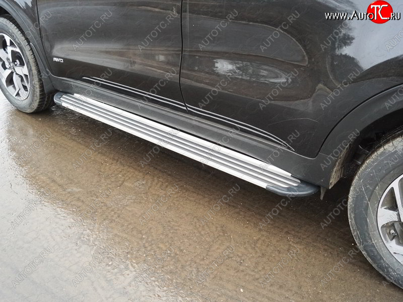 20 599 р. Пороги алюминиевые Slim Line ТСС Тюнинг  KIA Sportage  4 QL (2018-2022) рестайлинг (Silver)  с доставкой в г. Керчь