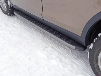Пороги алюминиевые с пластиковой накладкой ТСС Тюнинг Land Rover Discovery Sport  L550 (2014-2019) дорестайлинг (карбон серые)