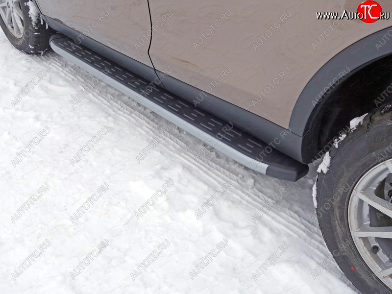 21 999 р. Пороги алюминиевые с пластиковой накладкой, ТСС Тюнинг  Land Rover Discovery Sport  L550 (2014-2019) дорестайлинг (карбон серебро)  с доставкой в г. Керчь