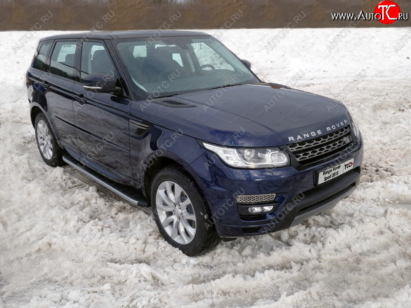 21 999 р. Пороги алюминиевые с пластиковой накладкой, ТСС Тюнинг  Land Rover Range Rover Sport  2 L494 (2013-2017) дорестайлинг (карбон серебро)  с доставкой в г. Керчь