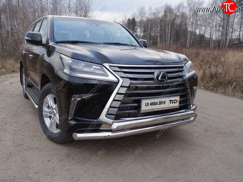36 299 р. Защита передняя нижняя двойная 76,1*75 мм кроме F-Sport Тюнинг Lexus LX450d J200 2-ой рестайлинг (2015-2022) (нержавейка)  с доставкой в г. Керчь