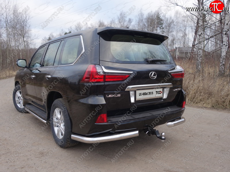 21 999 р. Защита задняя (уголки, нержавейка 76,1 мм) ТСС Тюнинг Lexus LX570 J200 2-ой рестайлинг (2015-2022)  с доставкой в г. Керчь