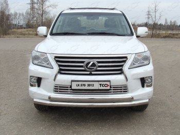 Защита передняя нижняя двойная 76,1*75 мм кроме F-Sport Тюнинг Lexus LX570  J200 (2012-2015) 1-ый рестайлинг (нержавейка)
