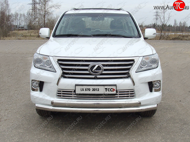 36 299 р. Защита передняя нижняя двойная 76,1*75 мм кроме F-Sport Тюнинг Lexus LX570 J200 1-ый рестайлинг (2012-2015) (нержавейка)  с доставкой в г. Керчь