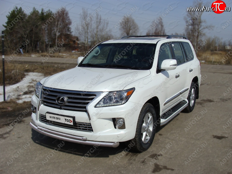 36 299 р. Защита передняя нижняя двойная 76,1*50,8 мм кроме F-Sport Тюнинг Lexus LX570 J200 1-ый рестайлинг (2012-2015) (нержавейка)  с доставкой в г. Керчь