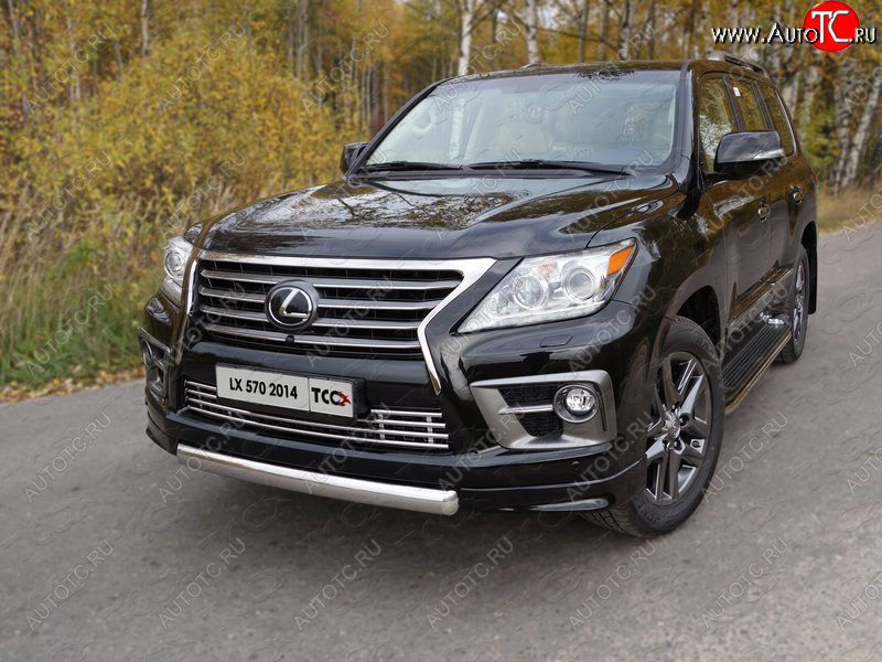 23 899 р. Защита передняя нижняя овальная короткая 75х42 мм ТСС Тюнинг  Lexus LX570  J200 (2012-2015) 1-ый рестайлинг (нержавейка)  с доставкой в г. Керчь