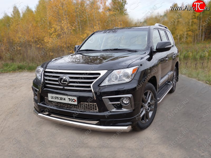 26 499 р. Защита переднего бампера нижняя 76,1 мм ТСС Тюнинг  Lexus LX570  J200 (2012-2015) 1-ый рестайлинг (нержавейка)  с доставкой в г. Керчь
