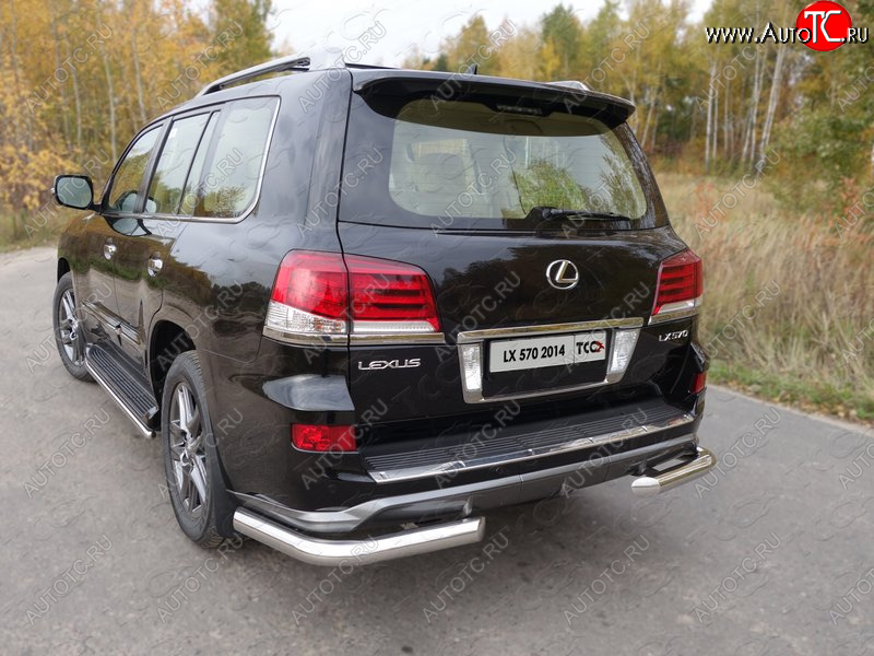 26 499 р. Защита задняя (уголки, нержавейка 76,1 мм) ТСС Тюнинг  Lexus LX570  J200 (2012-2015) 1-ый рестайлинг  с доставкой в г. Керчь