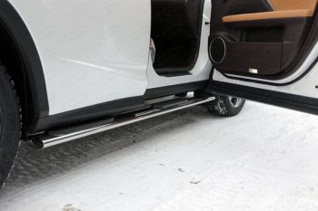 Пороги овальные с накладкой 120х60 мм кроме F-Sport ТСС Тюнинг Lexus RX350 AL10 рестайлинг (2012-2015) (серые)