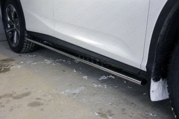 Пороги овальные с проступью 75х42 мм кроме F-Sport ТСС Тюнинг Lexus RX 200T AL20 дорестайлинг (2015-2017) (серые)