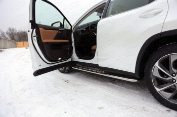 Пороги с площадкой 42,4 мм кроме F-Sport ТСС Тюнинг Lexus RX350 AL10 рестайлинг (2012-2015) (серые)