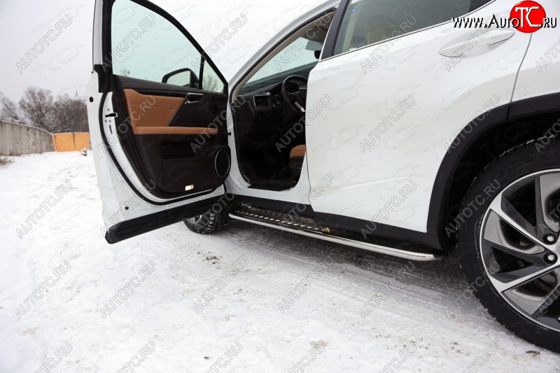 31 999 р. Пороги с площадкой 42,4 мм кроме F-Sport ТСС Тюнинг Lexus RX 200T AL20 дорестайлинг (2015-2017) (серые)  с доставкой в г. Керчь