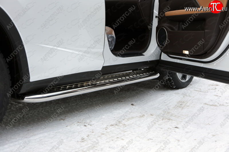 36 999 р. Пороги с площадкой 60,3 мм кроме F-Sport ТСС Тюнинг Lexus RX350 AL20 дорестайлинг (2015-2019) (серые)  с доставкой в г. Керчь