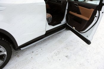 Пороги алюминиевые с пластиковой накладкой кроме F-Sport, ТСС Тюнинг Lexus RX  200T - RX450H  AL10 (карбон серебро)