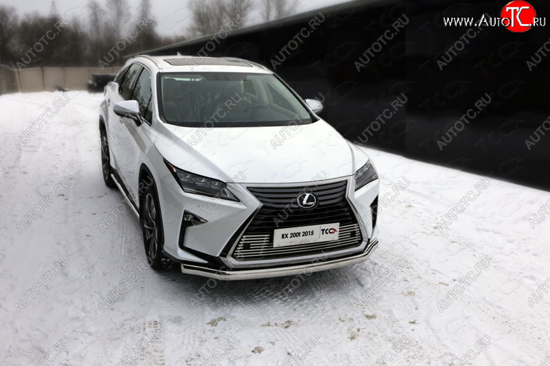 25 499 р. Защита переднего бампера нижняя овальная 75х42 мм ТСС Тюнинг Lexus RX350 AL20 дорестайлинг (2015-2019) (нержавейка)  с доставкой в г. Керчь