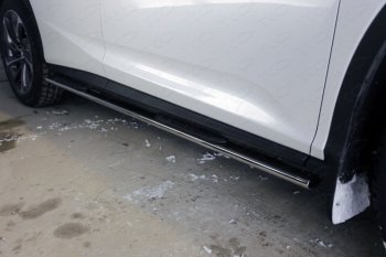 Пороги овальные с накладкой 75х42 мм F-Sport ТСС Тюнинг Lexus RX350 AL10 рестайлинг (2012-2015) (серые)