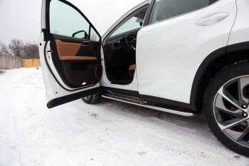 Пороги с площадкой 42,4 мм F-Sport ТСС Тюнинг Lexus RX350 AL10 рестайлинг (2012-2015) (серые)