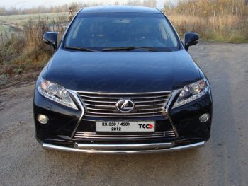 Декоративная вставка переднего бампера (кроме F-Sport) ТСС Тюнинг Lexus RX350  AL10 (2012-2015) рестайлинг (d 12 мм)